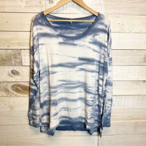 Soft Surroundings Blue Tie Dye Long Sleeve Drop Shoulder Top Womens Size XL